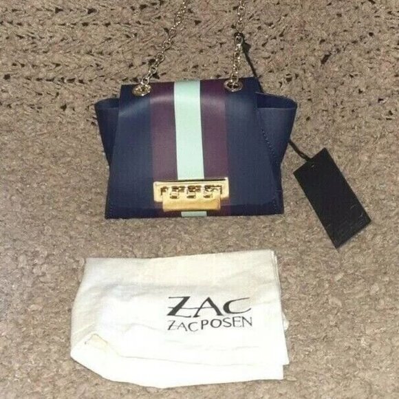 ZAC POSEN-Eartha Mini Chain Crossbody Bag-LEATHER-Parisian Nights-NWT-Dustbag - Picture 1 of 7